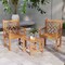 Teak Wood Patio Dining Chair with Cross Slatted Backrest and smooth Armrests